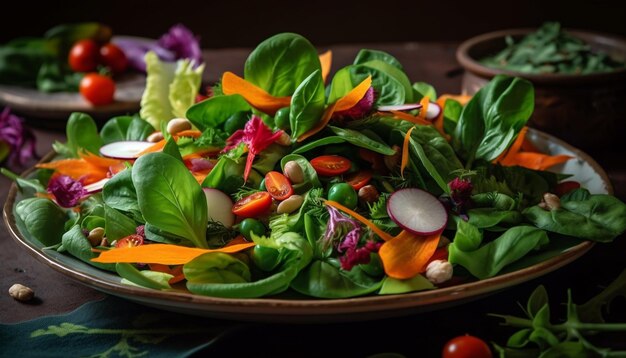 Salada vegetariana fresca, uma refeição gourmet saudável gerada por IA