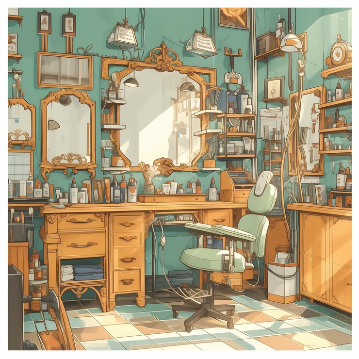Foto grátis salão de beleza com equipamentos de cosmetologia em estilo anime