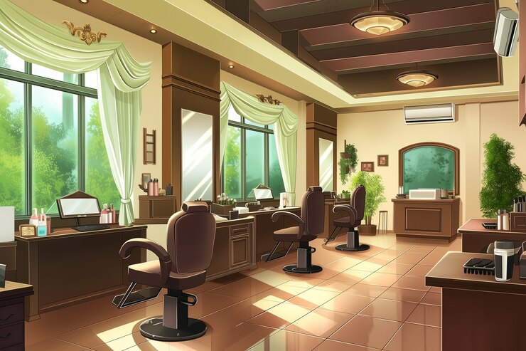 Foto grátis salão de beleza de estilo anime com equipamentos de cosmetologia