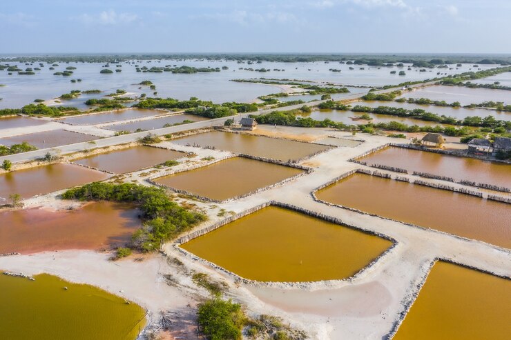 Foto grátis salinas perto de rio lagartos, yucatan, méxico