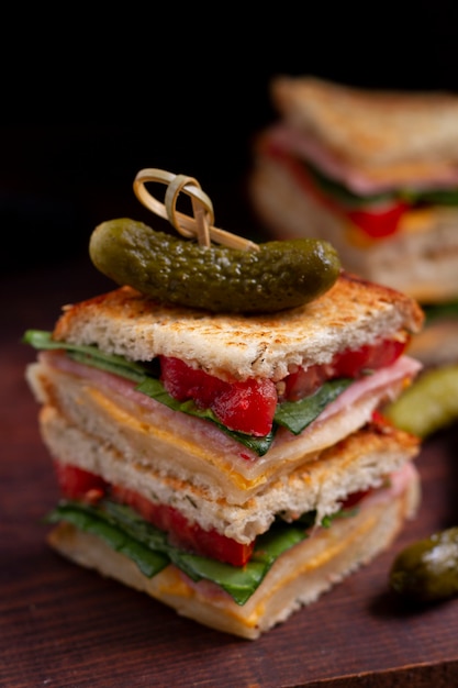 Foto grátis sandwitch de alto ângulo com pickle