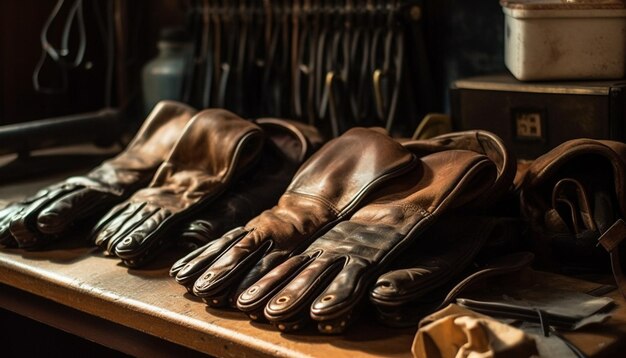 Sapateiro de couro trabalhando na coleção de calçados esportivos gerados por IA
