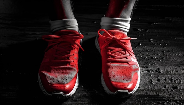 Foto grátis sapato esportivo em movimento em pavimento molhado gerado por ia