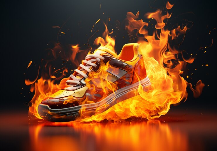 Foto grátis sapatos 3d em chamas com chamas
