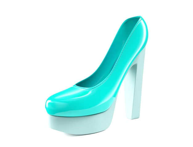 Sapatos de salto alto azul claro renderização em 3d
