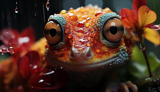 Foto grátis sapo bonito que parece subaquático molhado nas cores verdes da floresta tropical geradas pela inteligência artificial