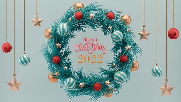 Foto grátis saudações de feliz natal 2022 com coroa