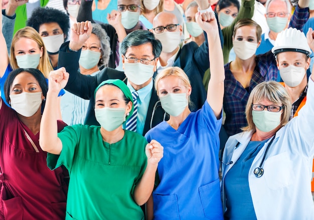 Foto grátis saúde da linha de frente da covid-19 e trabalhadores essenciais