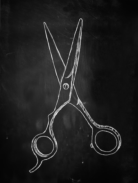 Scissors sketch no quadro-negro