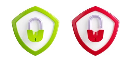 Foto grátis segurança informática com escudos 3d com cadeados