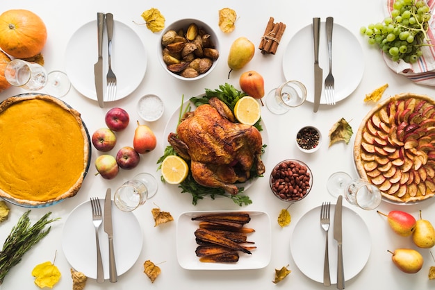 Seleção de comida deliciosa de vista de cima