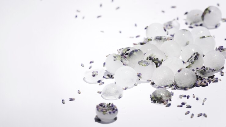 Foto grátis semente violeta em bolas de gelo diferentes
