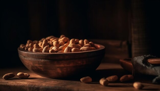 Sementes e frutas de nozes de tigela de lanche saudável geradas por IA