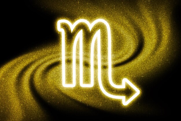 Signo de Escorpião, brilho dourado, Horóscopo Astrologia fundo, Escorpião, em fundo escuro