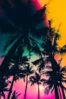 Foto grátis silhueta de palmeiras com céu colorido