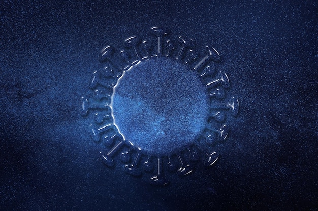 Símbolo de coronavírus, sinal de vírus COVID 19, micróbio de vírus de infecção, surto de coronavírus, fundo espacial