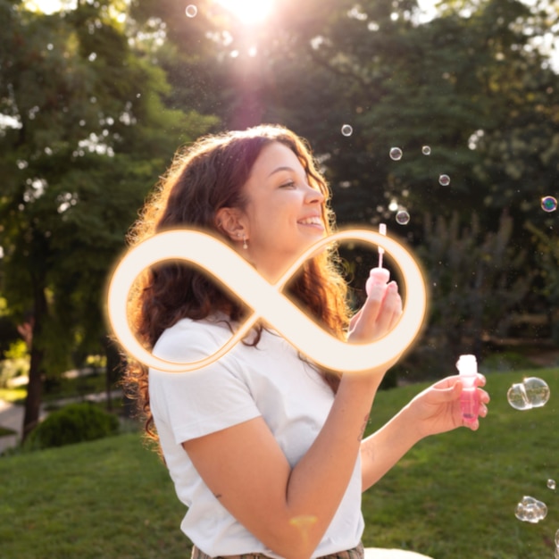 Foto grátis símbolo de loop sobre a vista inspiradora