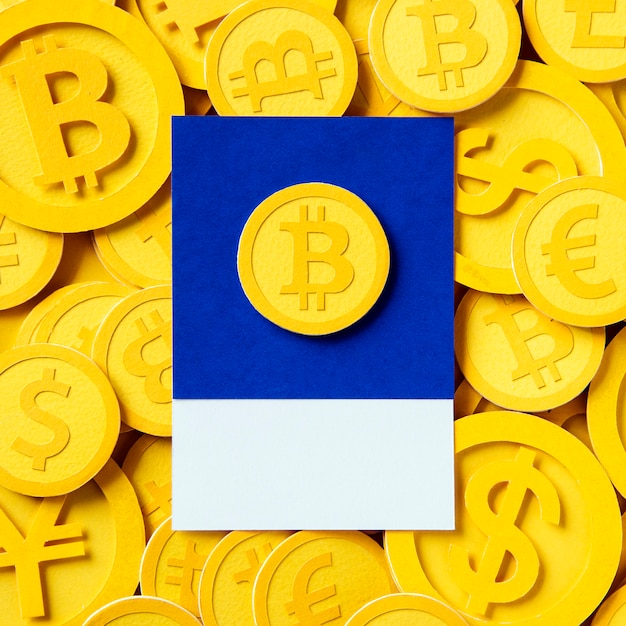 Símbolo de moeda econômica de bitcoin ouro