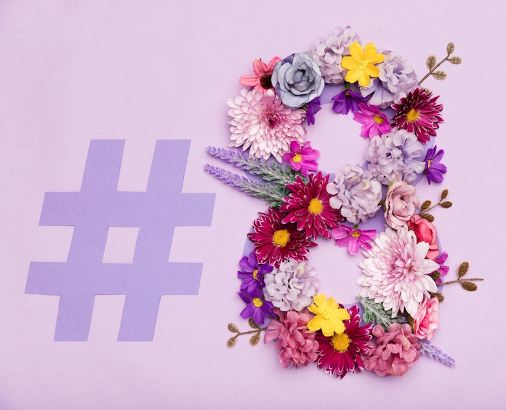 Foto grátis símbolo do dia da mulher floral colorido