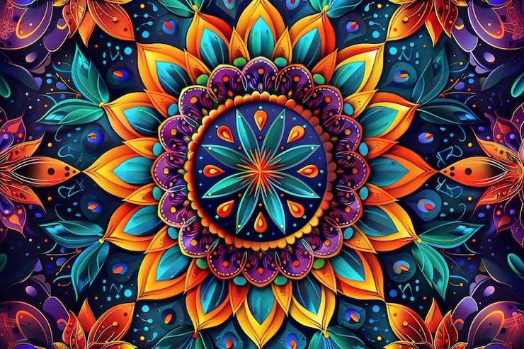 Foto grátis símbolo geométrico de mandala em estilo de arte digital