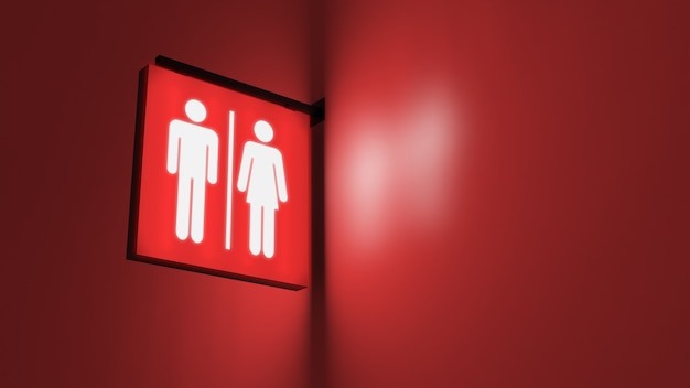 Símbolos vermelhos brilhantes do banheiro