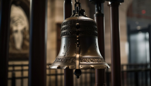 Foto grátis sinos de bronze com espiritualidade histórica em capela gerada por ia