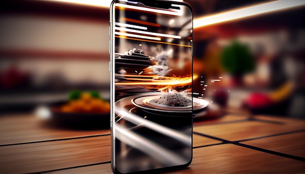 Foto grátis smartphone com ia generativa de cena de comida deliciosa