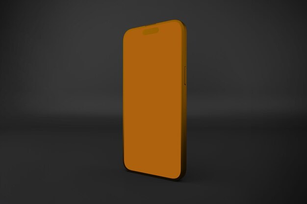 Smartphone laranja em um fundo escuro