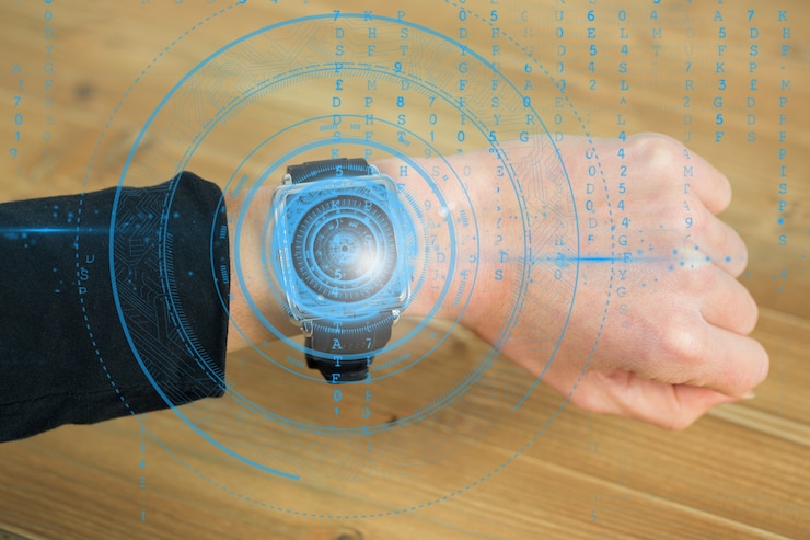 Foto grátis smartwatch com código