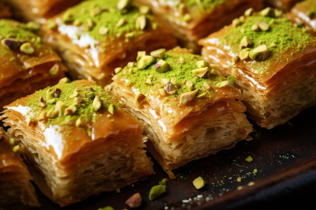 Foto grátis sobremesa de baklava com pistache cozinha deliciosa