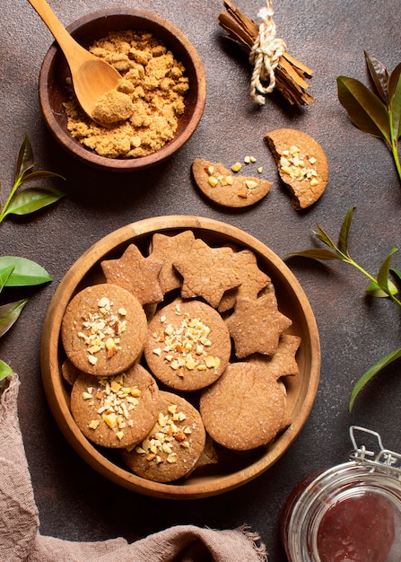 Sobremesa e geléia de biscoitos