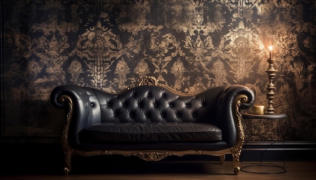 Sofá antigo de luxo e poltrona conforto moderno gerado por IA
