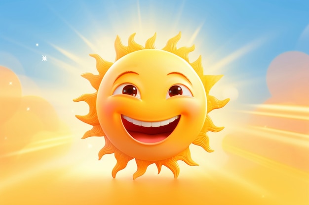 Foto grátis sol em 3d com expressão facial