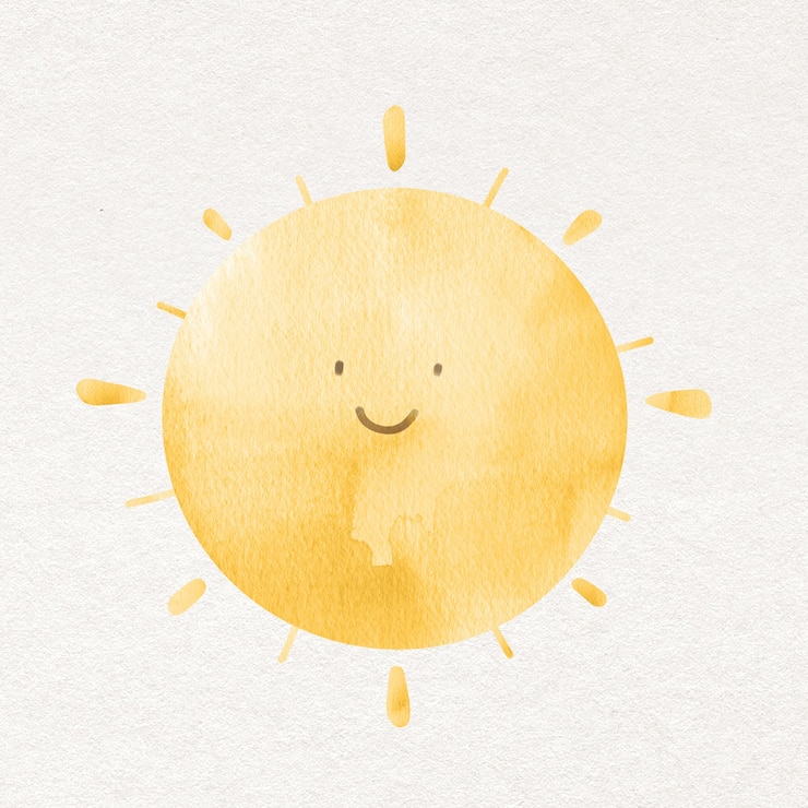 Foto grátis sol em elemento de design de aquarela