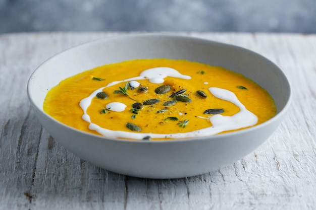 Foto grátis sopa de abóbora com creme