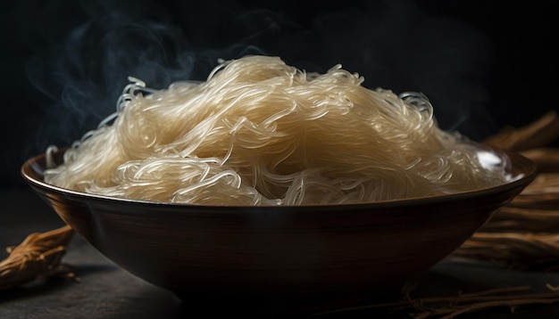 Foto grátis sopa fofa de aletria com carne e legumes caseira e saudável gerada por ia