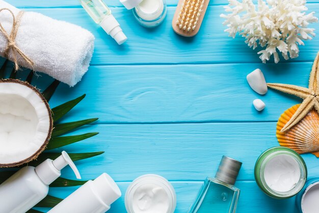 Spa vida ainda com produtos de beleza