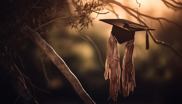 Foto grátis sucesso na conquista de pendão de diploma de educação gerada por ia