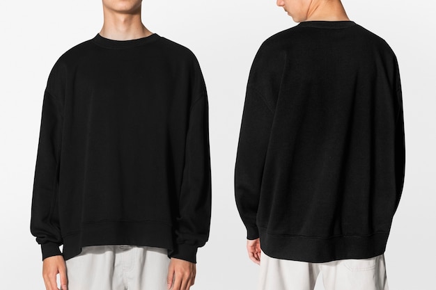 Suéter preto para fotos com espaço de design
