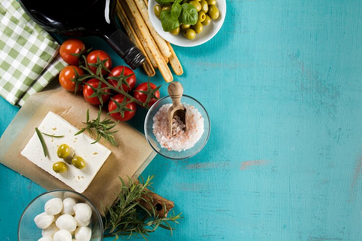Foto grátis superfície com diferentes alimentos