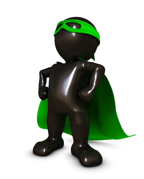 Superheroe com uma capa verde