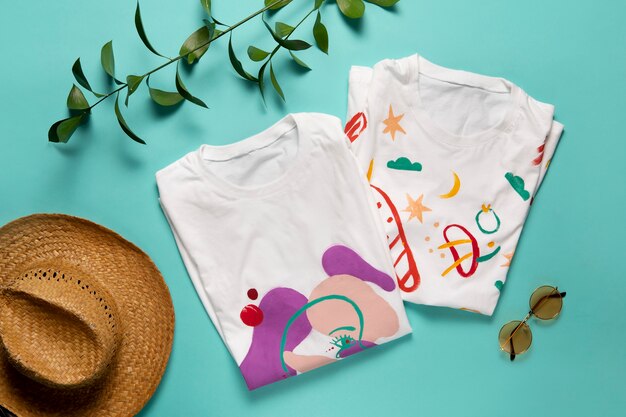 T-shirt branca lisa com design pintado diy