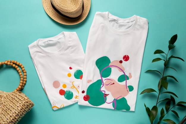 T-shirt branca lisa com design pintado diy