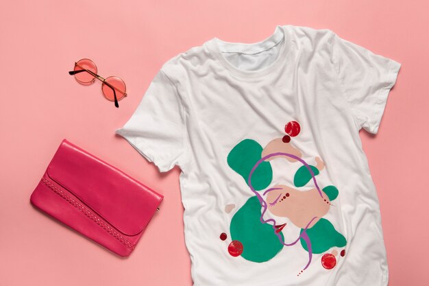 T-shirt branca lisa pintada com design colorido