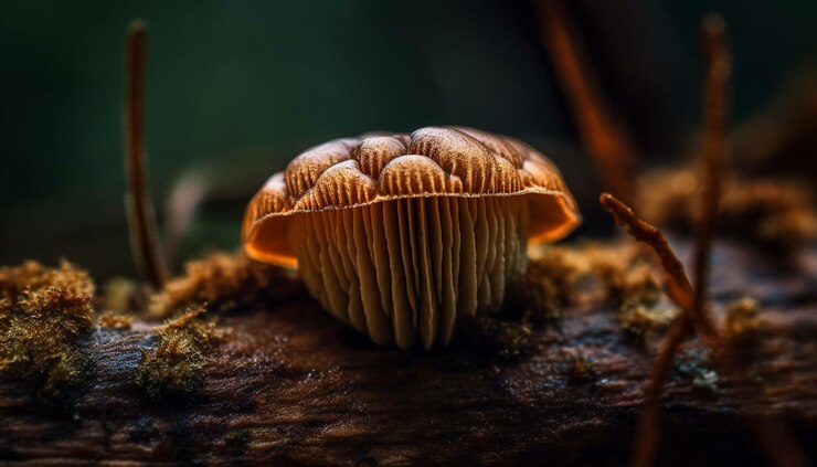 Foto grátis tampa de cogumelo fresco fly agaric na folhagem da floresta gerada por ia