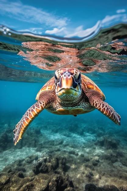 Tartarugas nadando no oceano