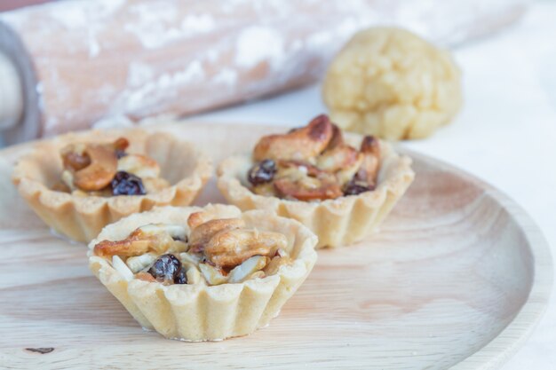 Tarte de caju e passas