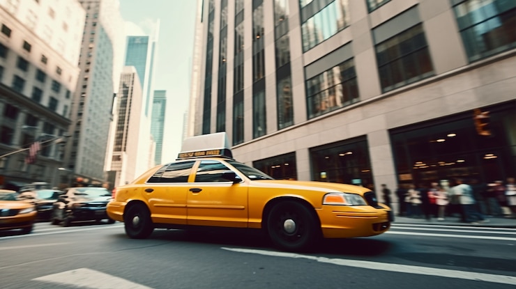 Foto grátis táxi amarelo nas ruas de nova york