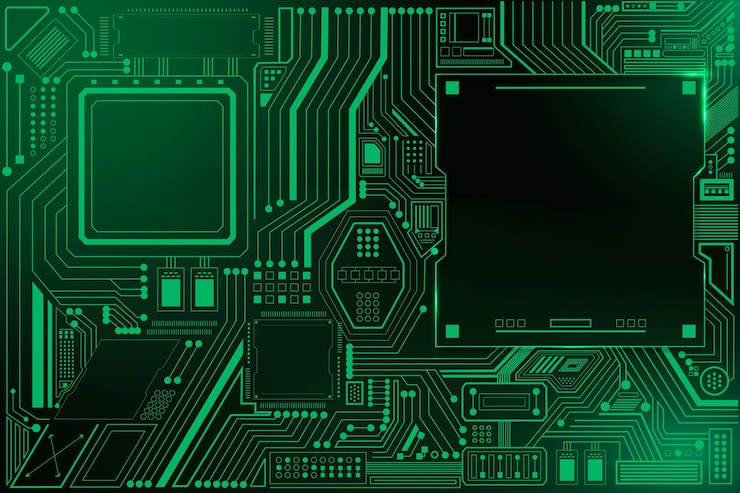 Foto grátis tecnologia de fundo do circuito da placa-mãe em verde gradiente