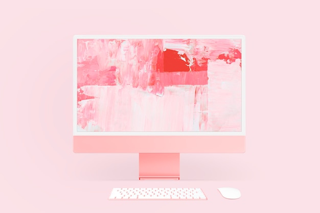 Foto grátis tela de computador abstrata com proteção de tela rosa